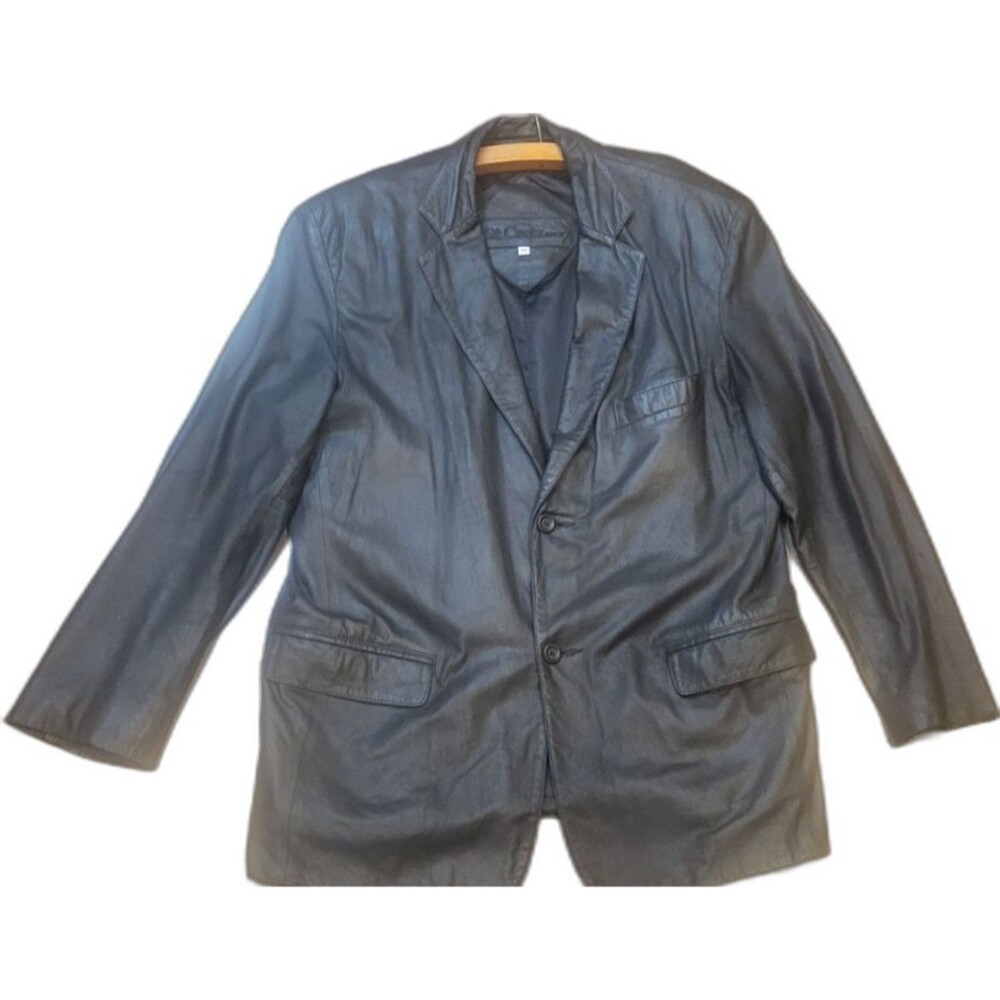 GUC St. Croix Shop Leather Coat Jacket Men 40 Black Button Down Lined USA Made